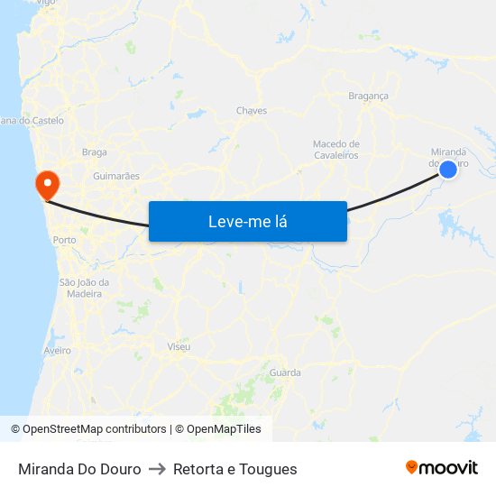 Miranda Do Douro to Retorta e Tougues map