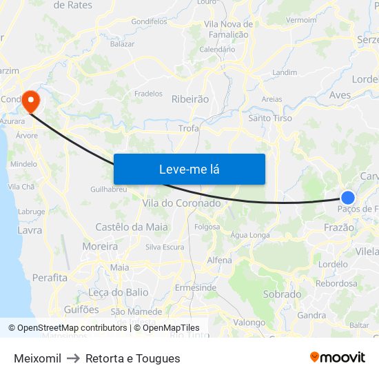 Meixomil to Retorta e Tougues map