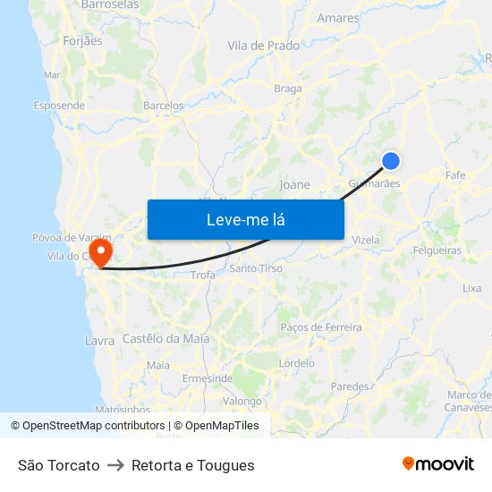 São Torcato to Retorta e Tougues map