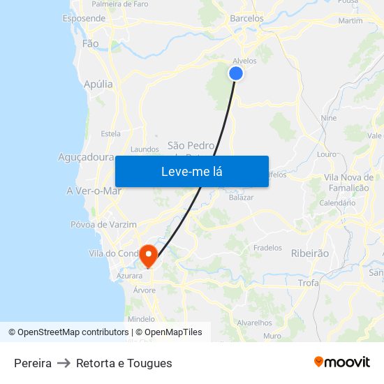 Pereira to Retorta e Tougues map