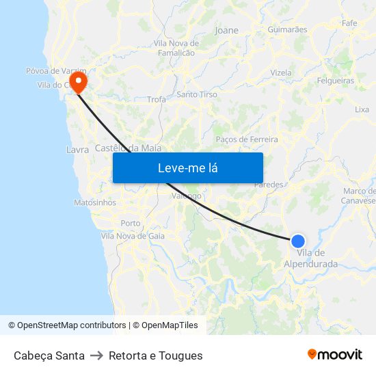 Cabeça Santa to Retorta e Tougues map