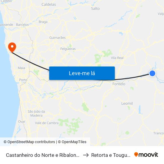 Castanheiro do Norte e Ribalonga to Retorta e Tougues map