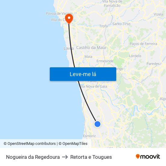 Nogueira da Regedoura to Retorta e Tougues map
