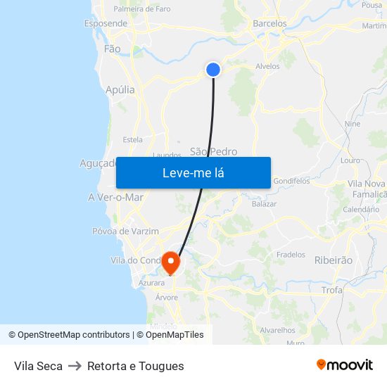 Vila Seca to Retorta e Tougues map