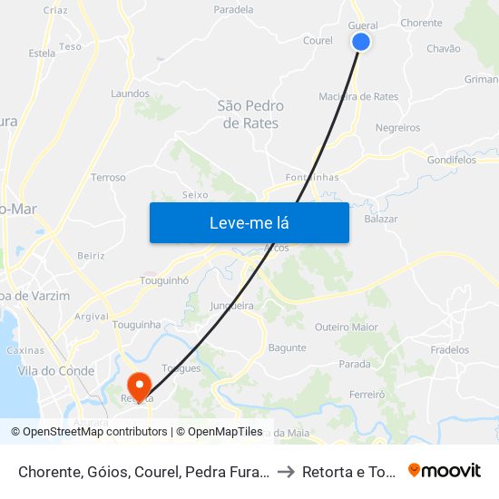 Chorente, Góios, Courel, Pedra Furada e Gueral to Retorta e Tougues map