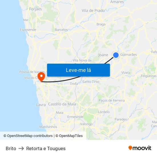 Brito to Retorta e Tougues map