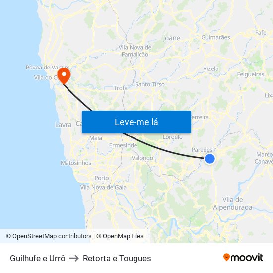 Guilhufe e Urrô to Retorta e Tougues map