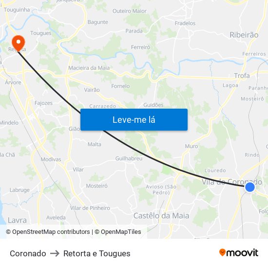 Coronado to Retorta e Tougues map