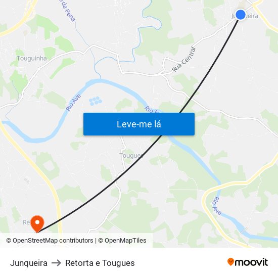 Junqueira to Retorta e Tougues map