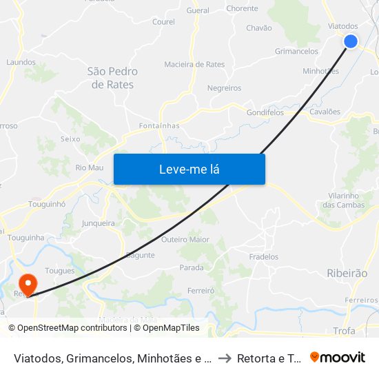 Viatodos, Grimancelos, Minhotães e Monte de Fralães to Retorta e Tougues map