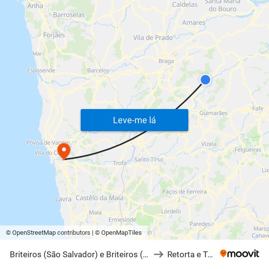 Briteiros (São Salvador) e Briteiros (Santa Leocádia) to Retorta e Tougues map