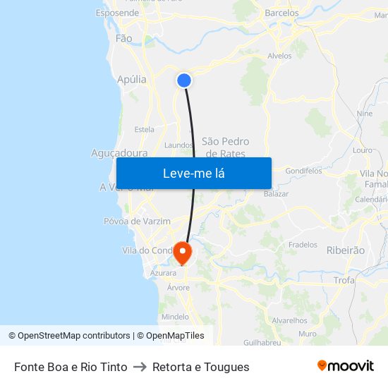 Fonte Boa e Rio Tinto to Retorta e Tougues map