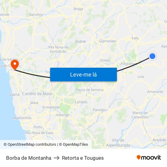 Borba de Montanha to Retorta e Tougues map