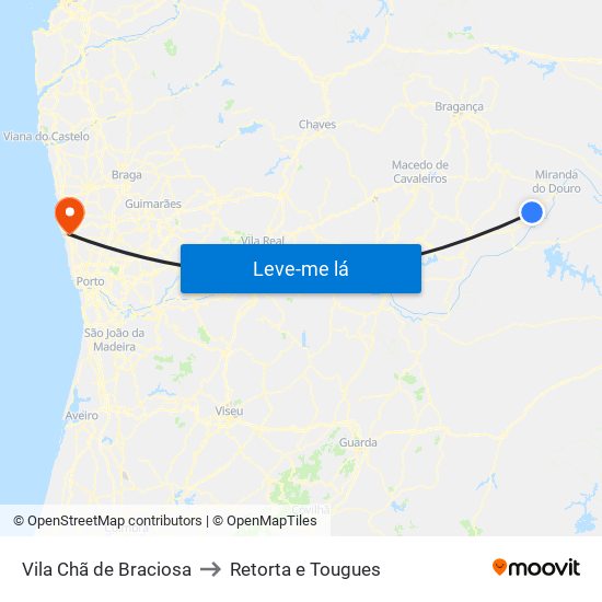 Vila Chã de Braciosa to Retorta e Tougues map