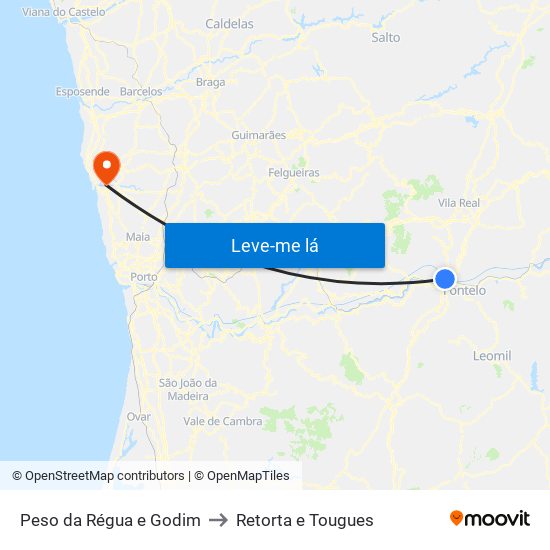 Peso da Régua e Godim to Retorta e Tougues map