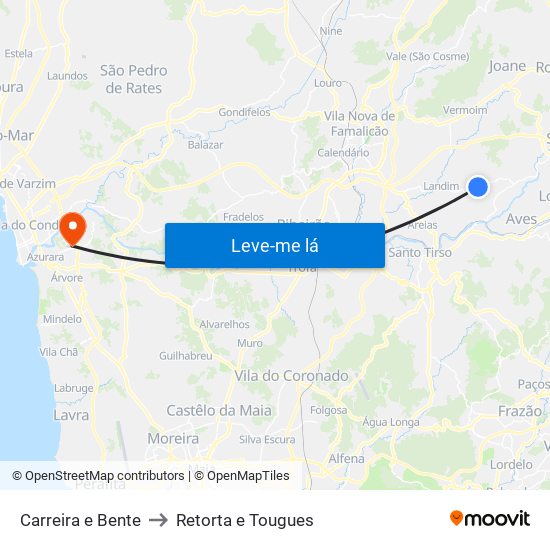 Carreira e Bente to Retorta e Tougues map