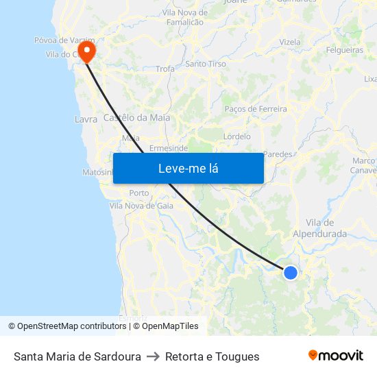 Santa Maria de Sardoura to Retorta e Tougues map