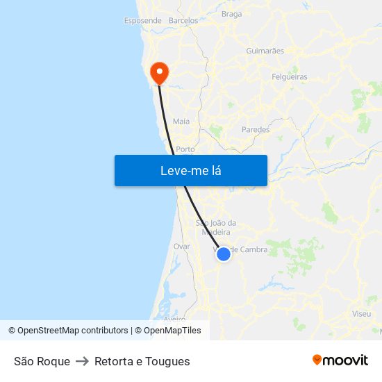 São Roque to Retorta e Tougues map