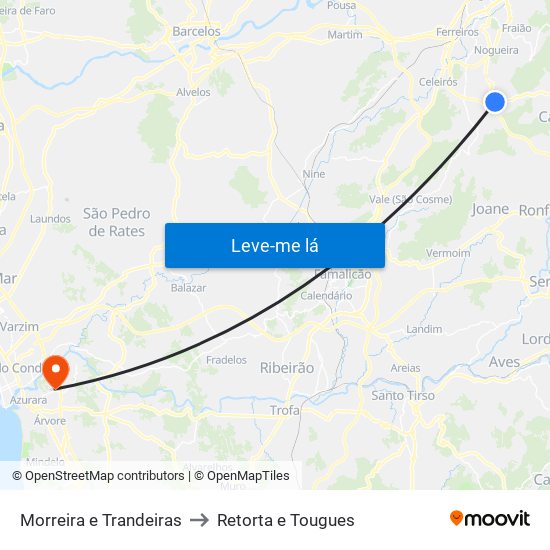 Morreira e Trandeiras to Retorta e Tougues map