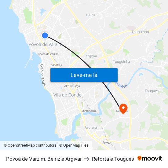 Póvoa de Varzim, Beiriz e Argivai to Retorta e Tougues map