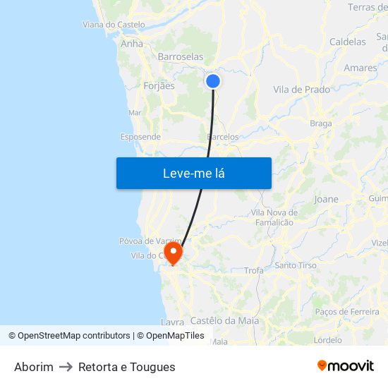 Aborim to Retorta e Tougues map