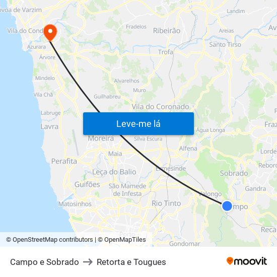 Campo e Sobrado to Retorta e Tougues map