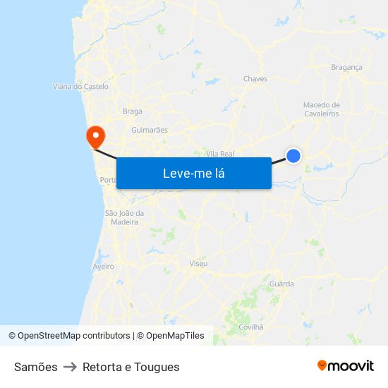 Samões to Retorta e Tougues map