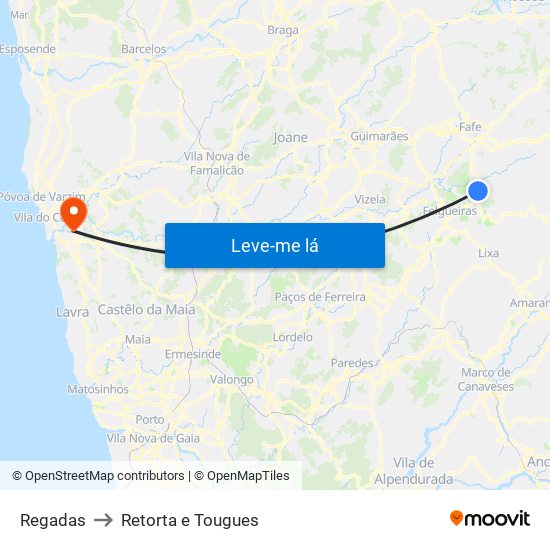 Regadas to Retorta e Tougues map
