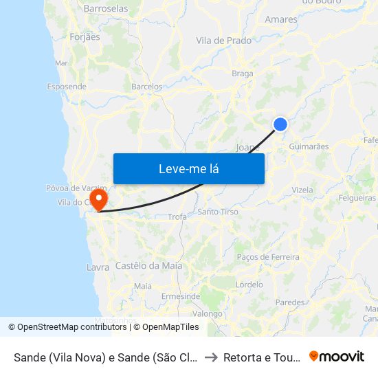Sande (Vila Nova) e Sande (São Clemente) to Retorta e Tougues map