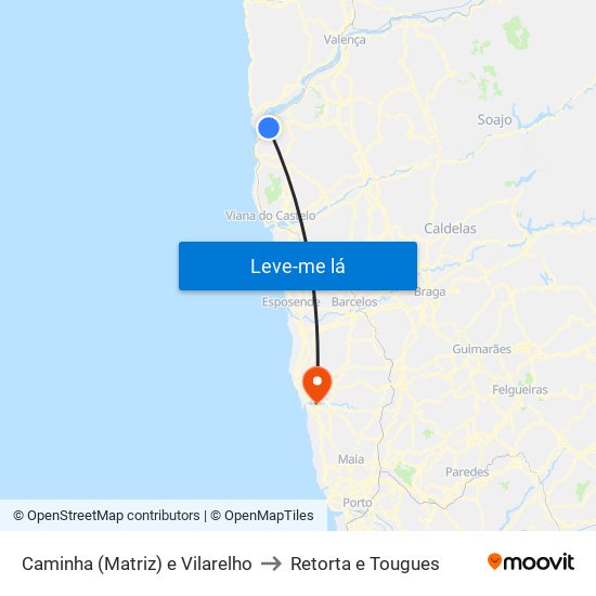 Caminha (Matriz) e Vilarelho to Retorta e Tougues map