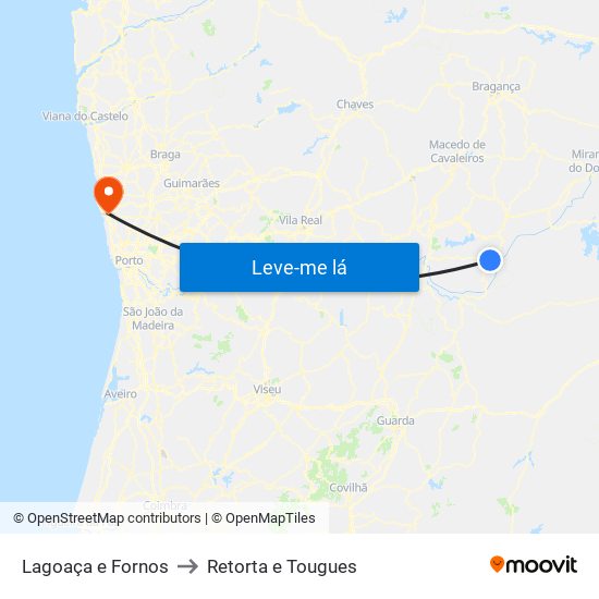Lagoaça e Fornos to Retorta e Tougues map