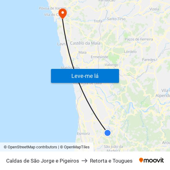 Caldas de São Jorge e Pigeiros to Retorta e Tougues map