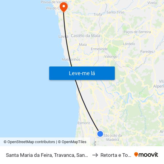 Santa Maria da Feira, Travanca, Sanfins e Espargo to Retorta e Tougues map