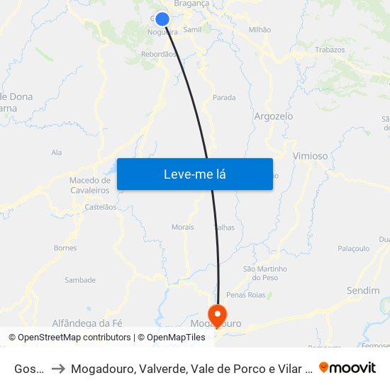 Gostei to Mogadouro, Valverde, Vale de Porco e Vilar de Rei map