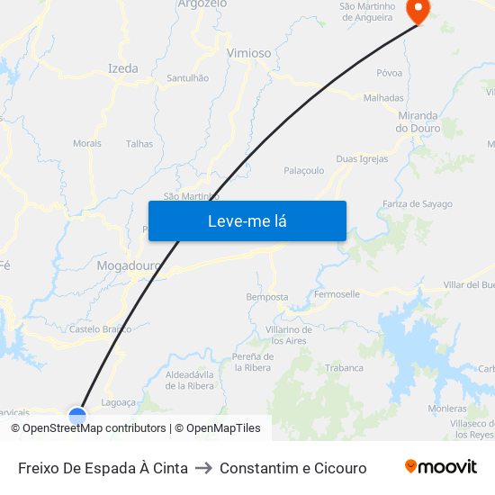 Freixo De Espada À Cinta to Constantim e Cicouro map