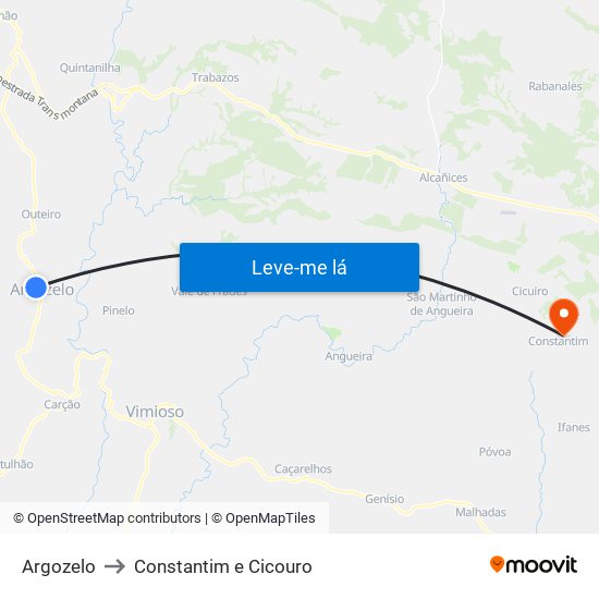 Argozelo to Constantim e Cicouro map