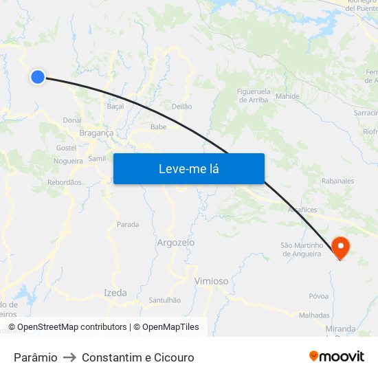 Parâmio to Constantim e Cicouro map