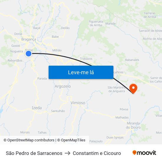 São Pedro de Sarracenos to Constantim e Cicouro map