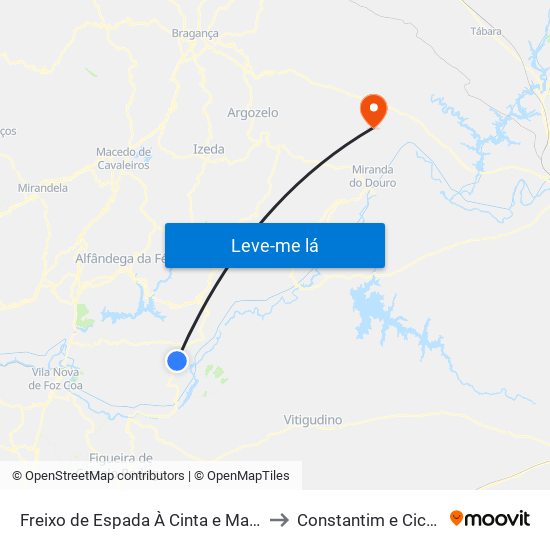 Freixo de Espada À Cinta e Mazouco to Constantim e Cicouro map