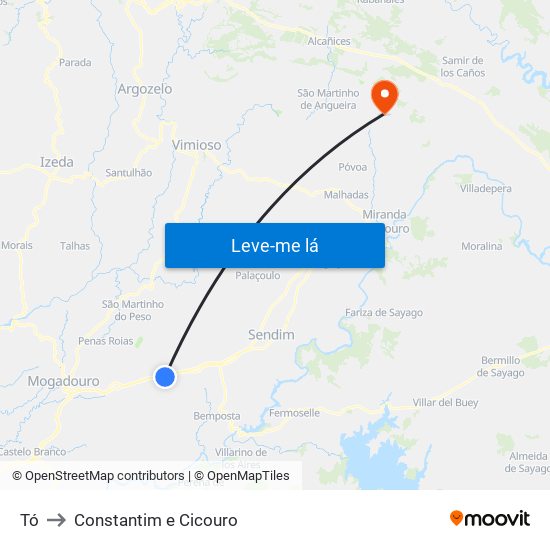 Tó to Constantim e Cicouro map