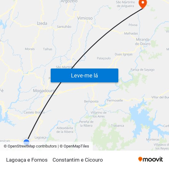 Lagoaça e Fornos to Constantim e Cicouro map