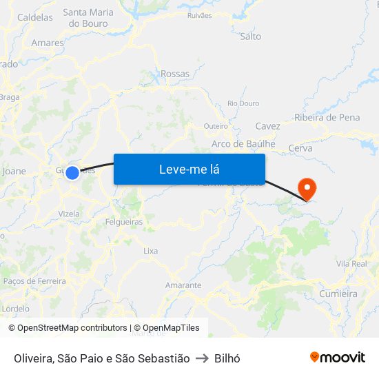 Oliveira, São Paio e São Sebastião to Bilhó map