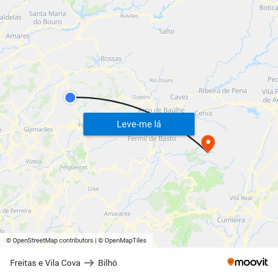 Freitas e Vila Cova to Bilhó map