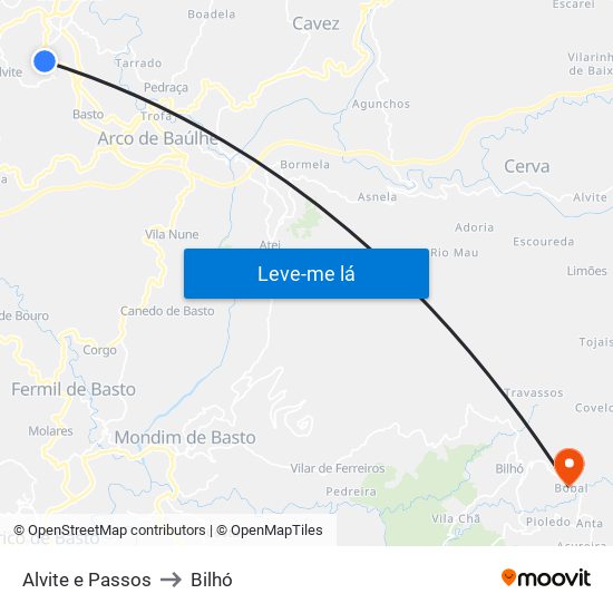 Alvite e Passos to Bilhó map