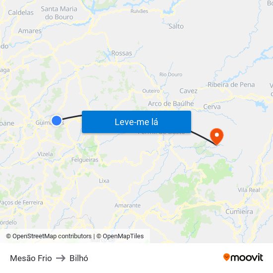 Mesão Frio to Bilhó map