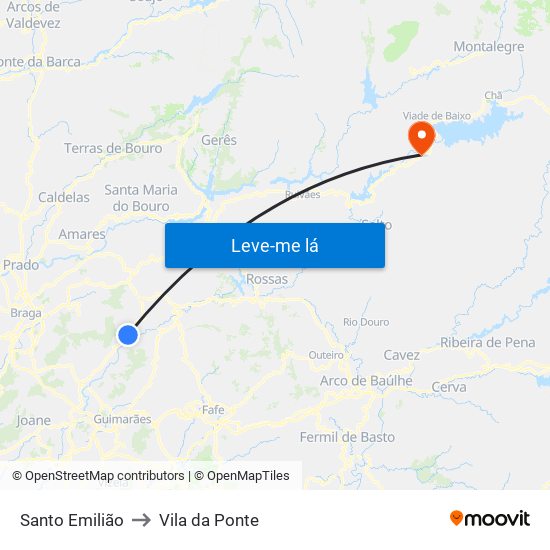 Santo Emilião to Vila da Ponte map