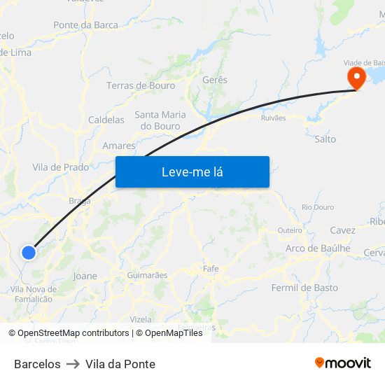 Barcelos to Vila da Ponte map