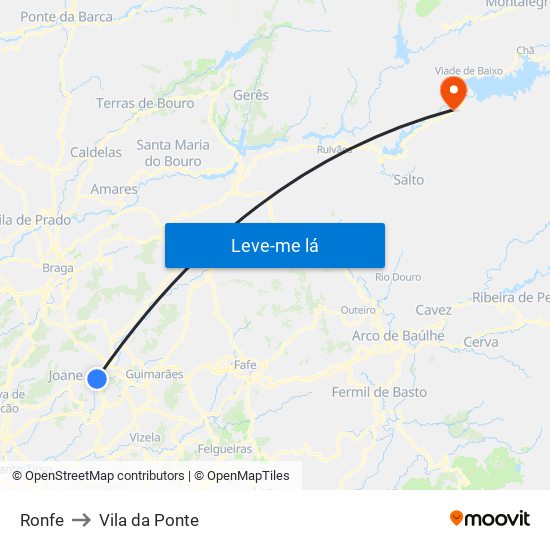 Ronfe to Vila da Ponte map