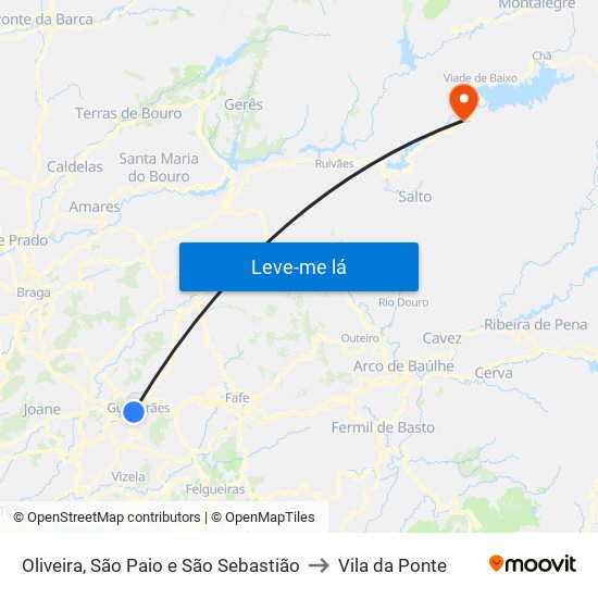 Oliveira, São Paio e São Sebastião to Vila da Ponte map