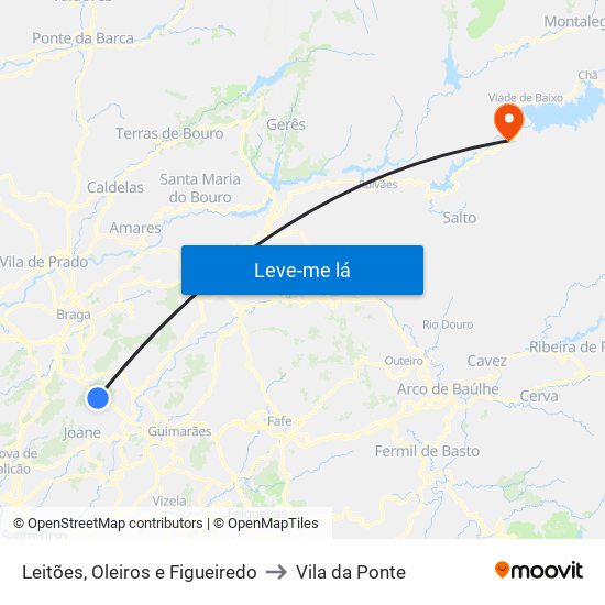 Leitões, Oleiros e Figueiredo to Vila da Ponte map